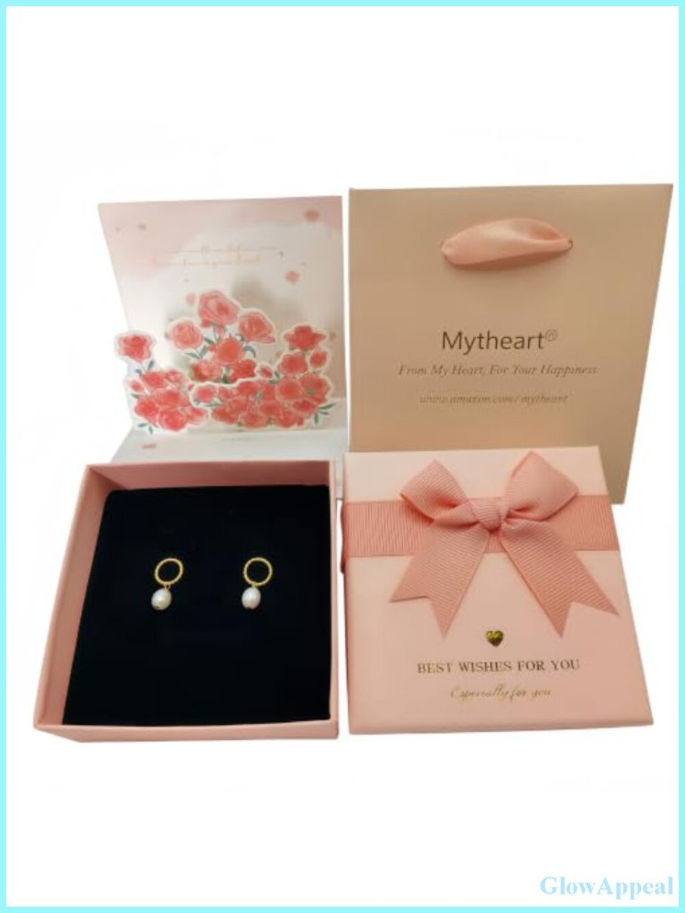 Gold Plated S925 Pearl Earrings Gift Set with Box & 3D Card